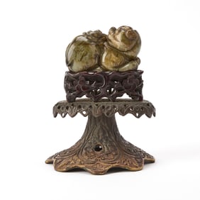 A Chinese Carved Mottled Jade Beast Ming Dynasty