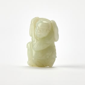 A Chinese White Jade Figural Carving Qing Dynasty