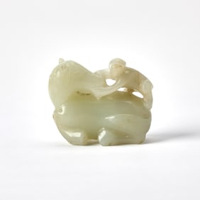 A Chinese White Jade Carving of a Horse Qing Dynasty