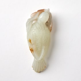 A Chinese White Jade Carving of a Bird Qing Dynasty