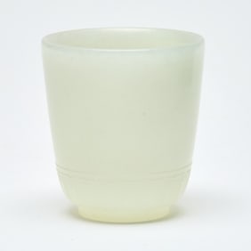 A Chinese Carved White Jade Cup Qing Dynasty