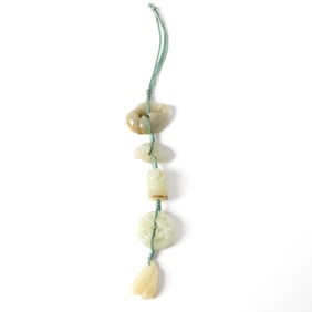 A Group of Five Chinese Carved Jade Beads/Pendants Qing Dynasty