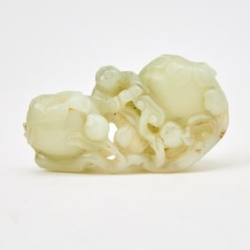 A Chinese White Jade Double Brush Washer Qing Dynasty