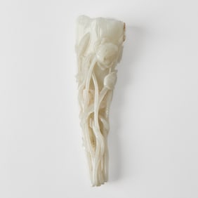 A Chinese White Jade Lotus Grouping Qing Dynasty