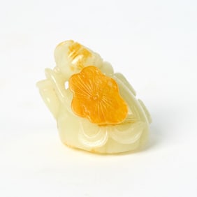 A Chinese White Jade Carving of a Lotus Pod Qing Dynasty