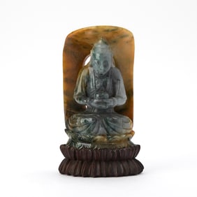A Chinese Jadeite Carving of Buddha Qing Dynasty
