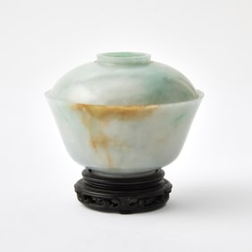 A Chinese Jadeite Bowl and Cover Qing Dynasty