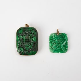 Two Chinese Jadeite Carvings Early 20th century