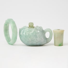 Three Chinese Jadeite Carvings 19th-20th century