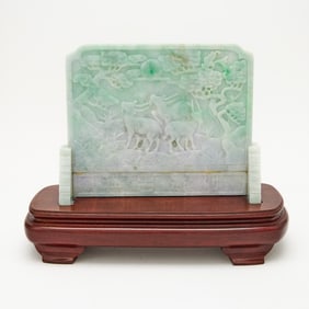 A Chinese Jadeite Table Screen 20th century