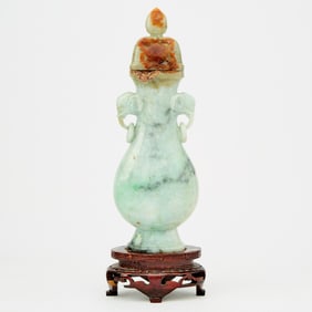 A Chinese Carved Jadeite Vase 20th century