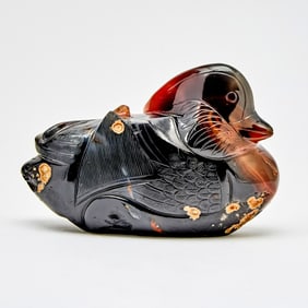 A Chinese Agate Carving of a Duck Early Qing Dynasty