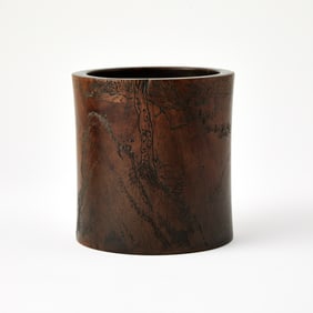 A Chinese Incised Huanghuali Brushpot, Bitong Qing Dynasty