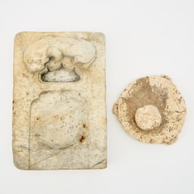 Two Chinese Carved Inkstones Possibly Sui-Tang Dynasty