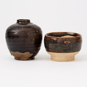 Two Small Chinese Henan Glazed Pottery Articles Song-Ming Dynasty