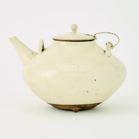 A White Crackle Glazed Pottery Teapot Likely Chinese, Qing Dynasty or earlier