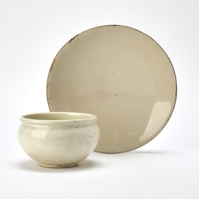 Two Chinese White Glazed Ceramic Articles Song Dynasty or later