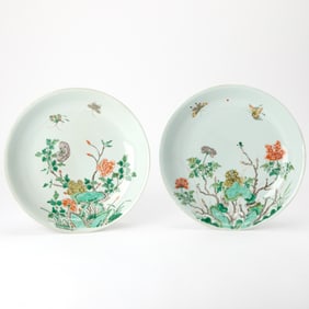 A Pair of Chinese Famille Verte Porcelain Plates Kangxi Period