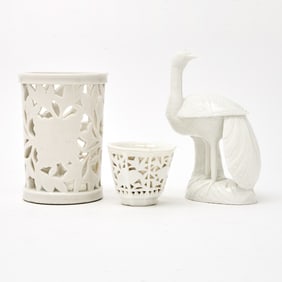 A Group of Chinese Blanc de Chine Porcelain Articles 18th century