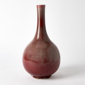 A Chinese Copper Red Porcelain Bottle Vase Kangxi Period