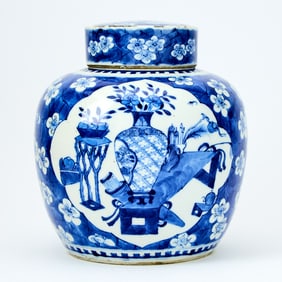 A Chinese Blue and White Porcelain Jar and Cover 19th Century