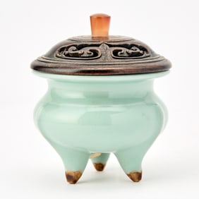 A Chinese Longquan Celadon Tripod Censer Qing Dynasty