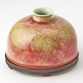 A Chinese Peach Bloom Porcelain Water Pot, 'Taibaizun' Qing Dynasty