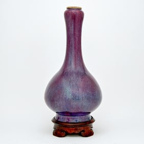 A Large Chinese Flambe Glazed Porcelain Garlic-Head Vase Qing Dynasty