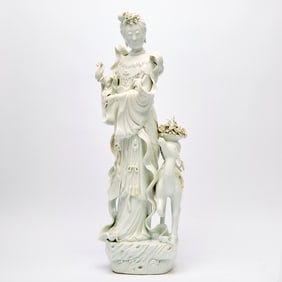 A Large Chinese Dehua Porcelain Figure of Magu Late Qing Dynasty-Republic Period
