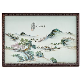 A Chinese Enameled Porcelain Plaque After Wang Yeting, 20th century