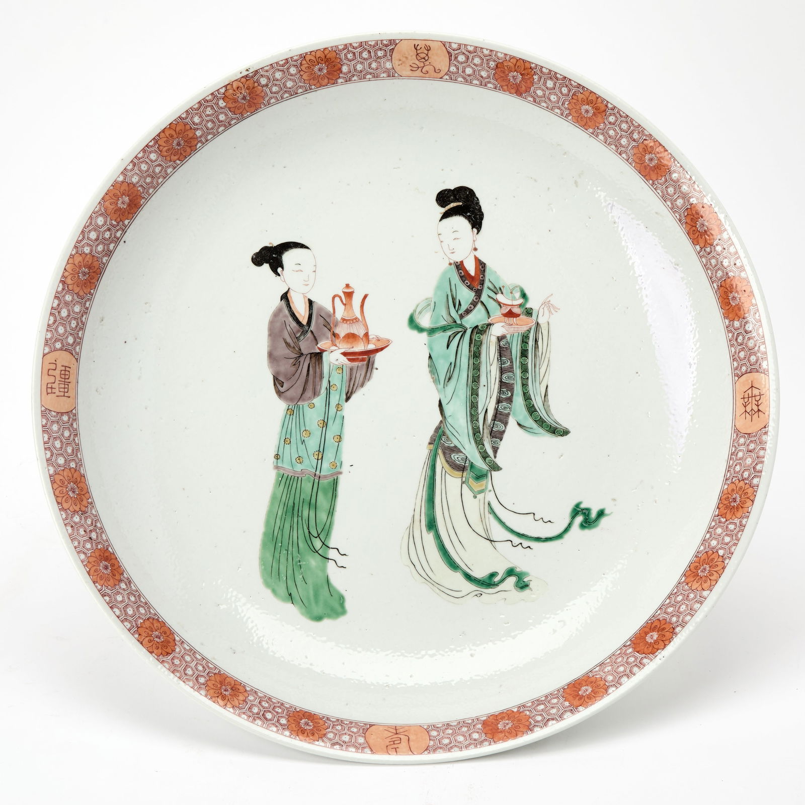 A Chinese Famille Verte Porcelain Charger Kangxi Mark, 20th century (1 of 3)