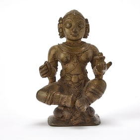 A South Indian Bronze Figure of a Female Deity 17th century