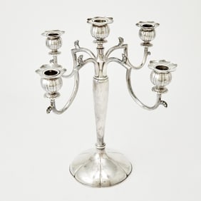 A Japanese Silver Five-Light Candelabrum