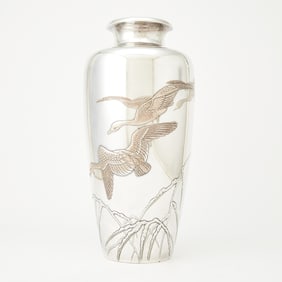 A Japanese Silver and Mixed Metal Vase Ishikawa Katsunobu for the Hattori Company, Taisho Period