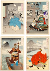 A Group of Five Japanese Ukiyo-e Woodblock Prints by Yoshitoshi, Kiyochika