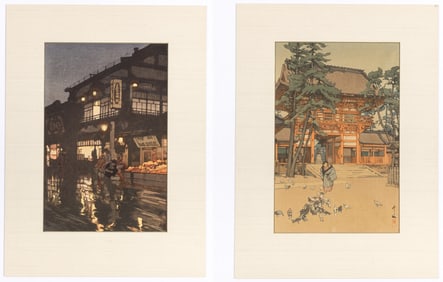 Two Japanese Woodblock Prints by Hiroshi Yoshida Showa Period