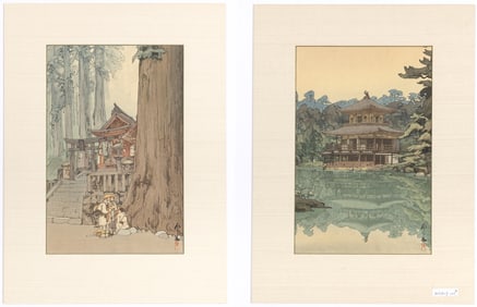 Two Japanese Woodblock Prints by Hiroshi Yoshida Showa Period