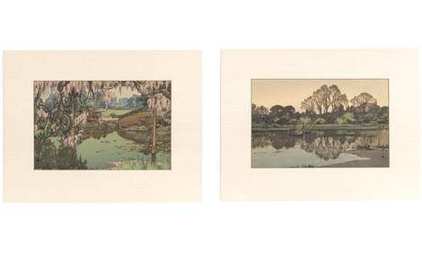 Two Japanese Woodblock Prints by Hiroshi Yoshida Taisho-Showa Period
