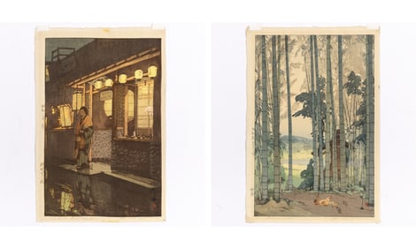 Two Japanese Woodblock Prints by Hiroshi Yoshida Showa Period