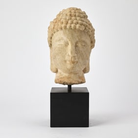 Chinese Carved Marble Head of Buddha