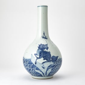 Chinese Blue and White Porcelain Bottle Vase