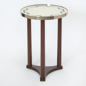 Roman Thomas Walnut Round Side Table with an Eglomisé Top
