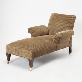 Upholstered Mahogany Chaise Lounge by Roman Thomas