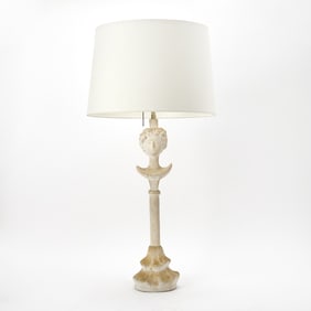 After Alberto Giacometti Plaster "Tête de Femme" Style Table Lamp