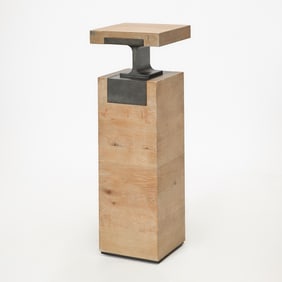 Anvil Iron and Oak Pedestal