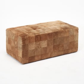 Brown Suede Upholstered Bench