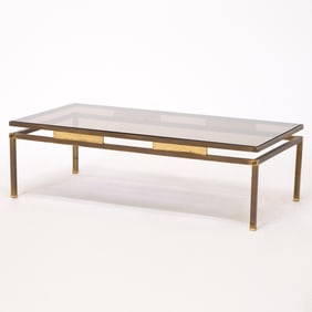 Billy Baldwin Style Brass and Glass Low Table