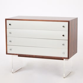Dienst and Daughter Danish Rosewood and Acrylic Chest of Drawers