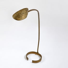 Brass Floor Lamp with Seashell Shaped Light Shade
