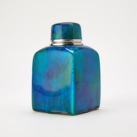 Cartier Silver-Mounted Sèvres Flambé-Glaze Blue and Green Porcelain Covered Jar